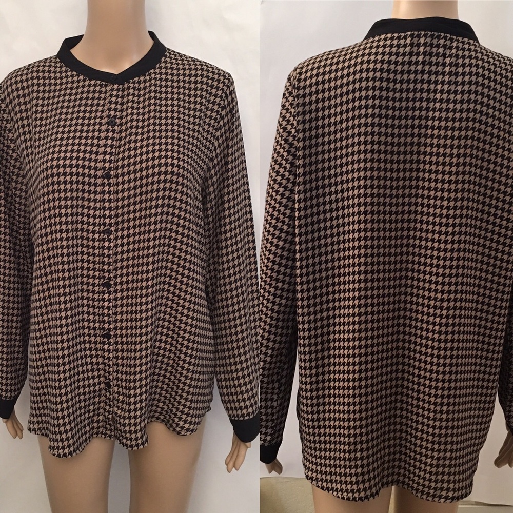 Vintage Olive & Oak Houndstooth button-up size Lrg